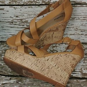💥 BOGO Express 5" Tan Wedge Sandals Size 10